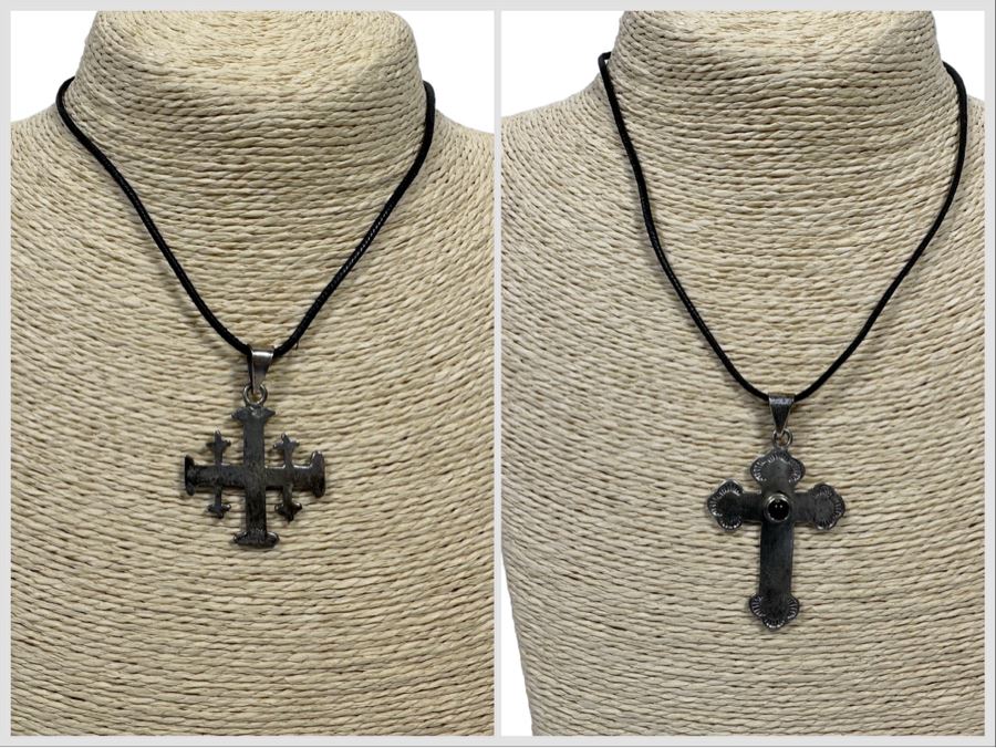 Pair Of Sterling Silver Cross Pendants [Photo 1]