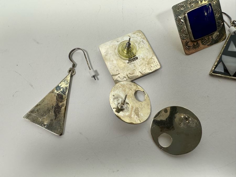 Three Pair Of Sterling Silver Earrings 24.6g [Photo 8]