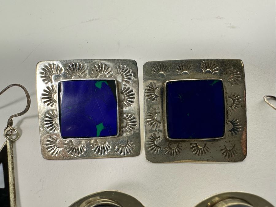 Three Pair Of Sterling Silver Earrings 24.6g [Photo 6]