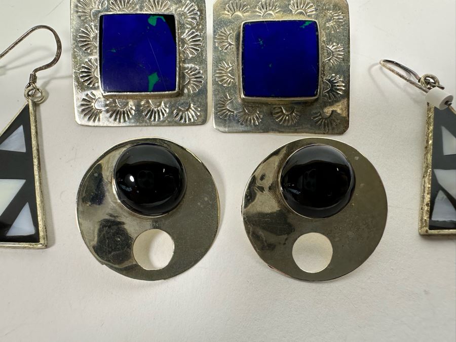 Three Pair Of Sterling Silver Earrings 24.6g [Photo 5]