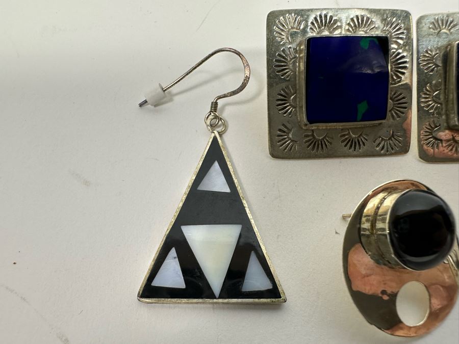 Three Pair Of Sterling Silver Earrings 24.6g [Photo 7]