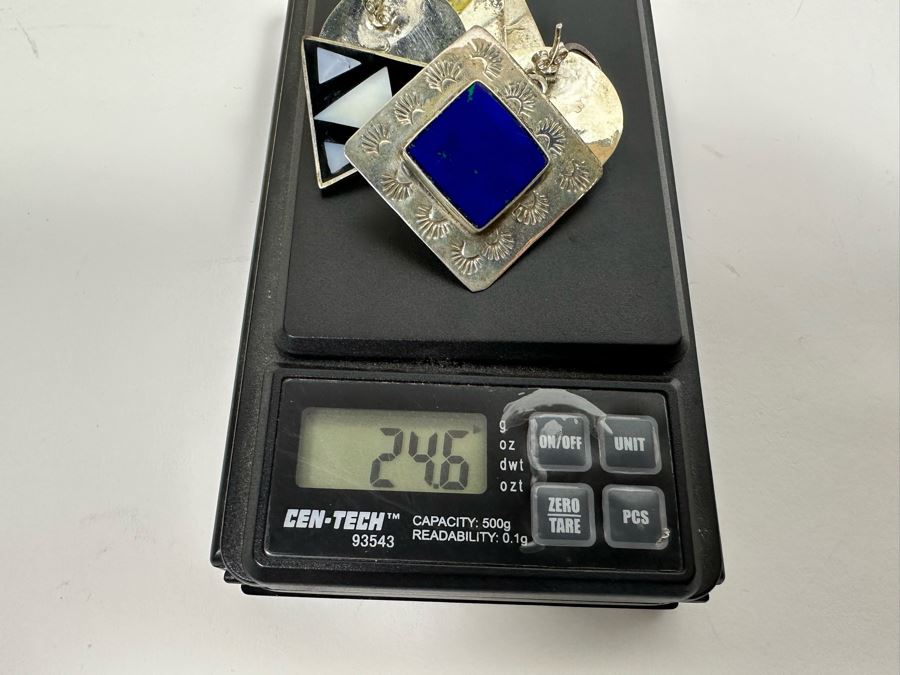 Three Pair Of Sterling Silver Earrings 24.6g [Photo 9]