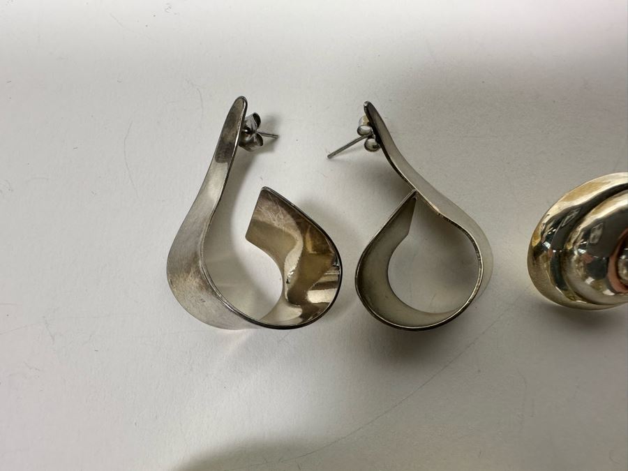 Four Pair Of Sterling Silver Earrings 29.8g [Photo 4]