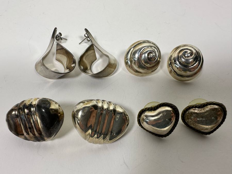 Four Pair Of Sterling Silver Earrings 29.8g [Photo 2]
