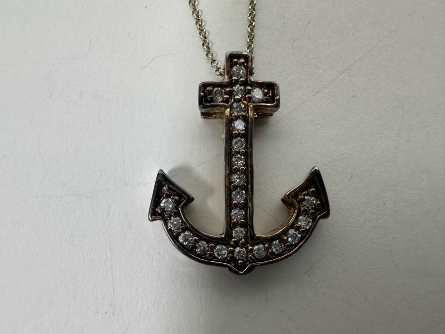 Sterling Silver Anchor Pendant With Sterling Silver 18' Chain Necklace 6.4g [Photo 5]