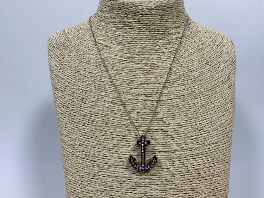 Sterling Silver Anchor Pendant With Sterling Silver 18' Chain Necklace 6.4g [Photo 4]