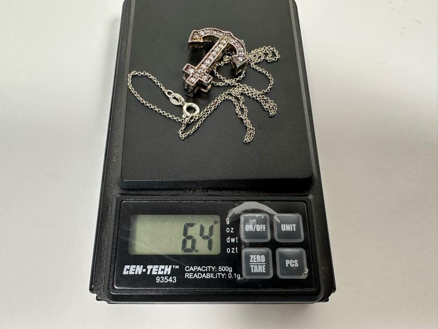 Sterling Silver Anchor Pendant With Sterling Silver 18' Chain Necklace 6.4g [Photo 8]