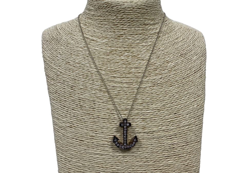 Sterling Silver Anchor Pendant With Sterling Silver 18' Chain Necklace 6.4g [Photo 3]