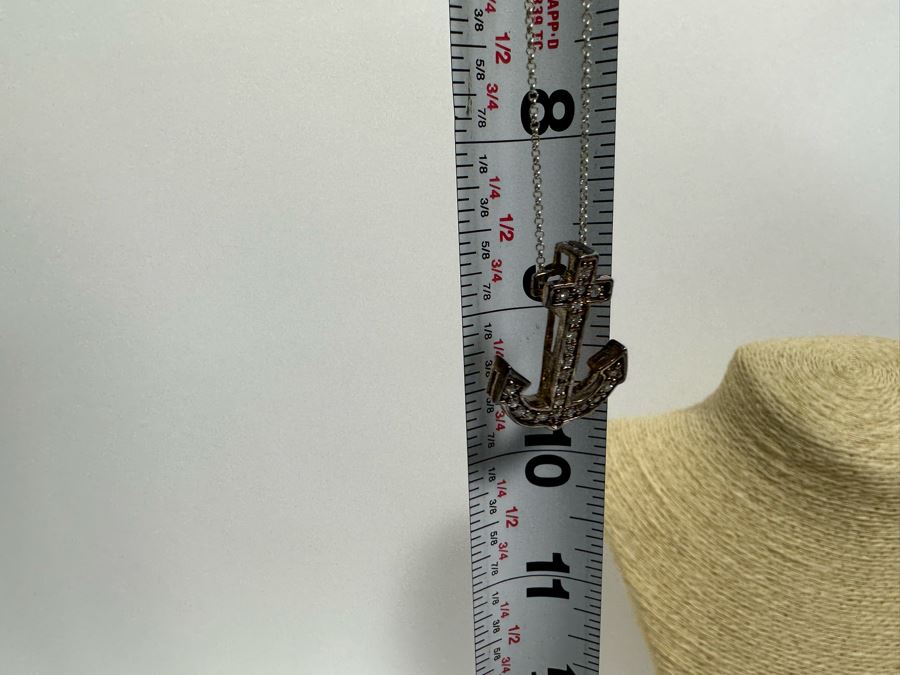 Sterling Silver Anchor Pendant With Sterling Silver 18' Chain Necklace 6.4g [Photo 7]