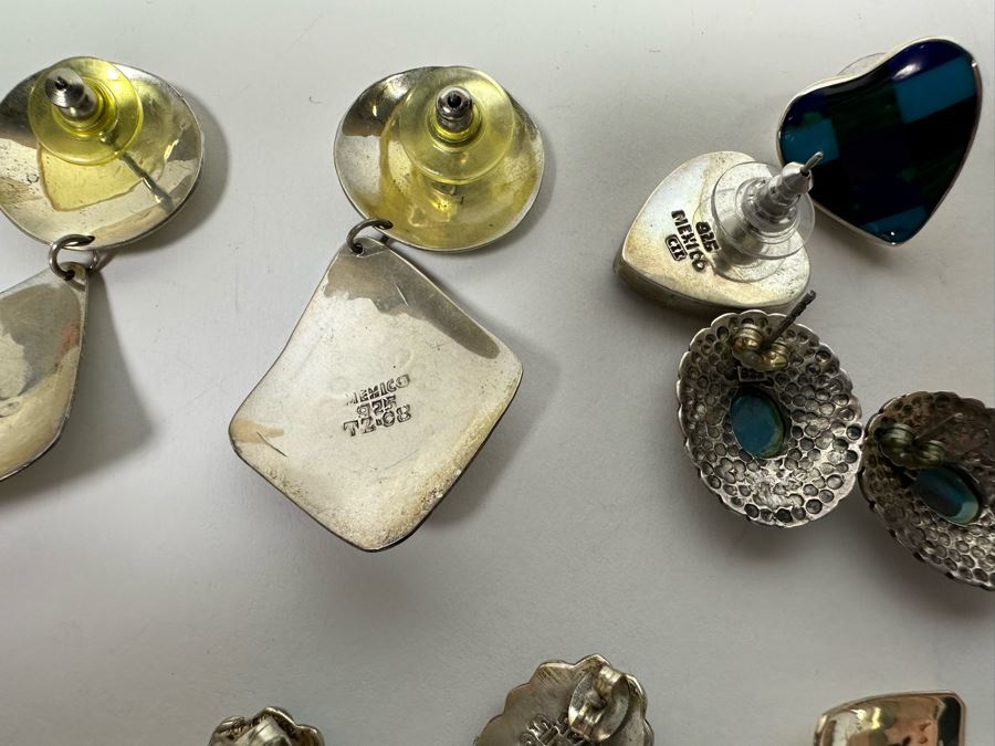 Five Pair Of Sterling Silver Stone Earrings 47.4g [Photo 9]