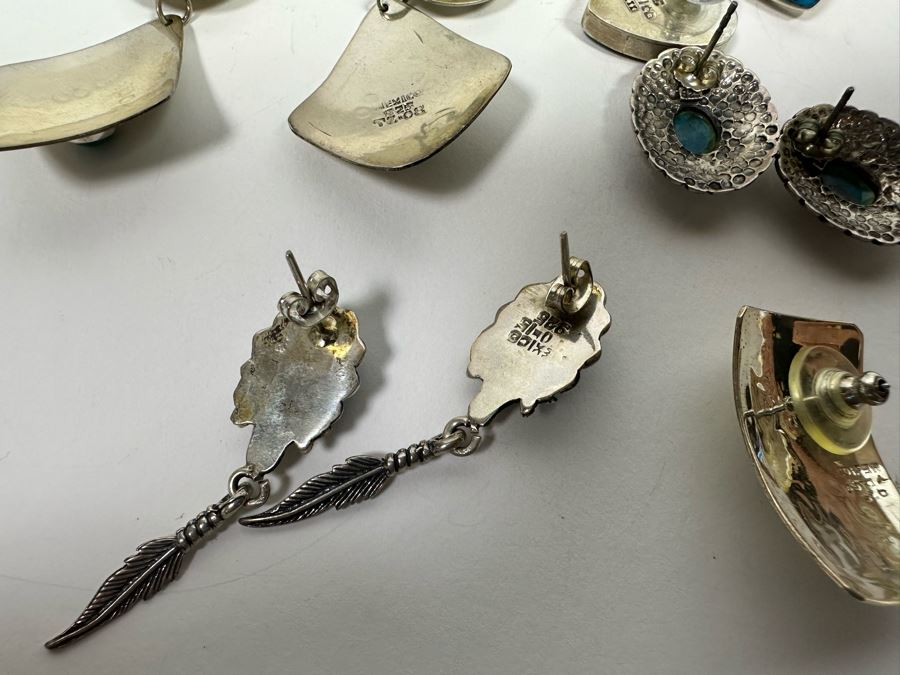 Five Pair Of Sterling Silver Stone Earrings 47.4g [Photo 10]