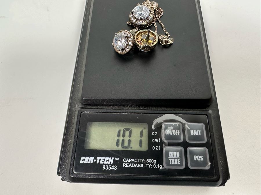 Sterling Silver Pendant With Sterling 18' Chain And Matching Set Of Sterling Earrings 10.1g [Photo 13]