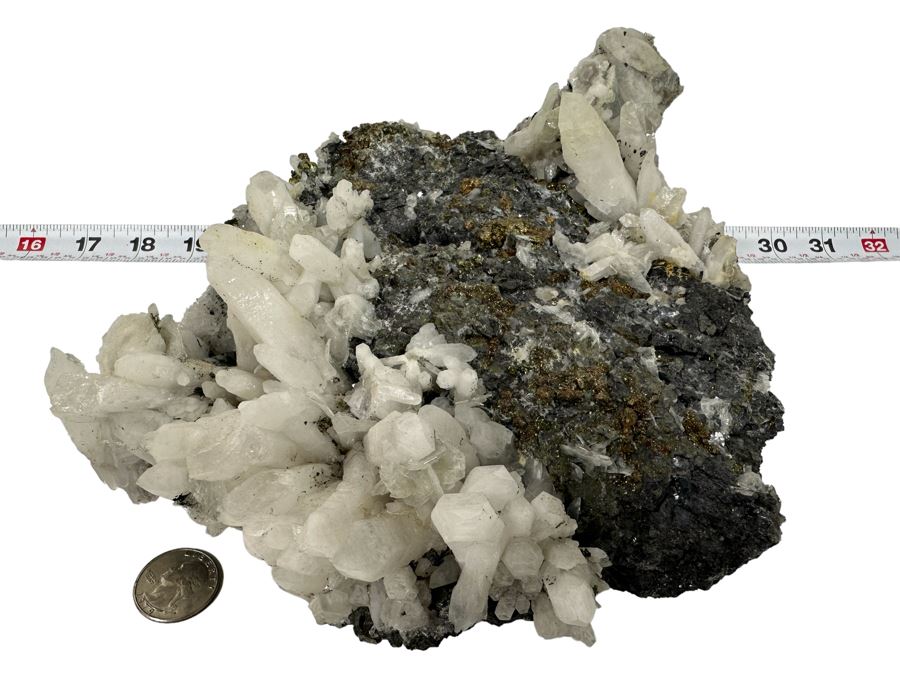 White Crystals And Pyrite Crystals In Matrix 8W