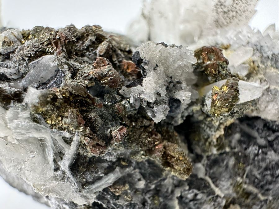 White Crystals And Pyrite Crystals In Matrix 8W [Photo 22]