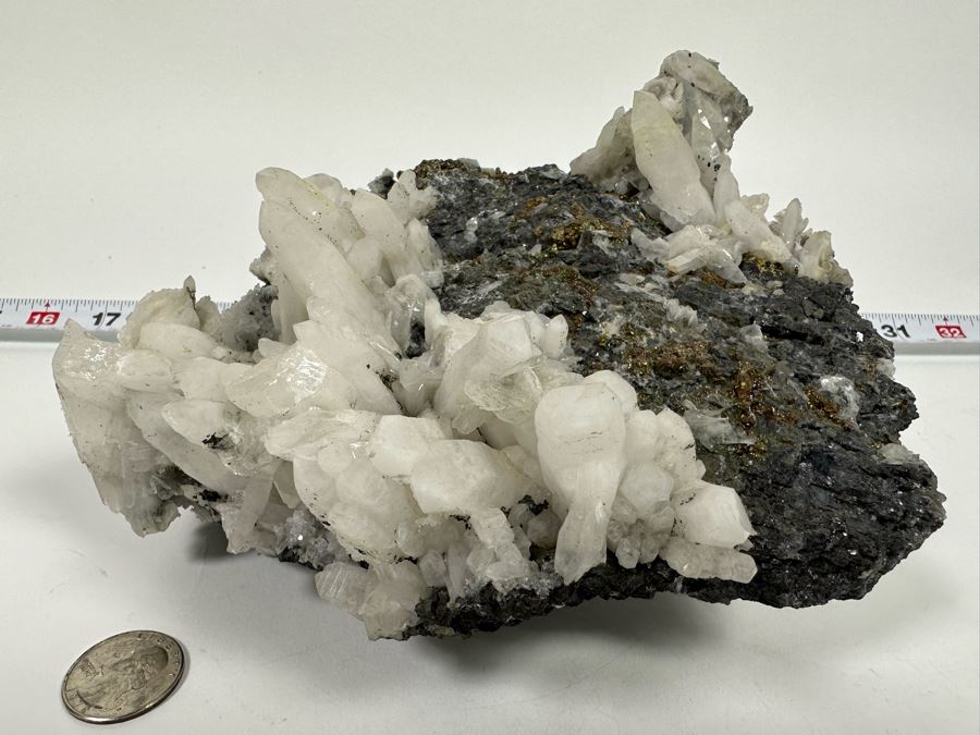 White Crystals And Pyrite Crystals In Matrix 8W [Photo 3]