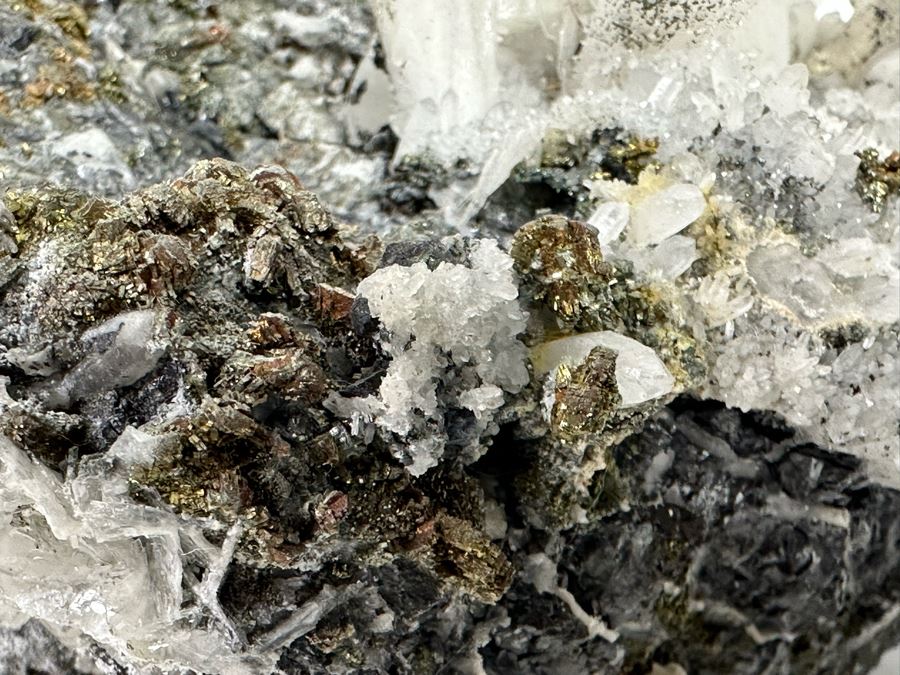 White Crystals And Pyrite Crystals In Matrix 8W [Photo 24]