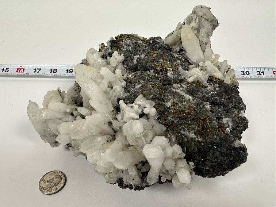 White Crystals And Pyrite Crystals In Matrix 8W [Photo 4]