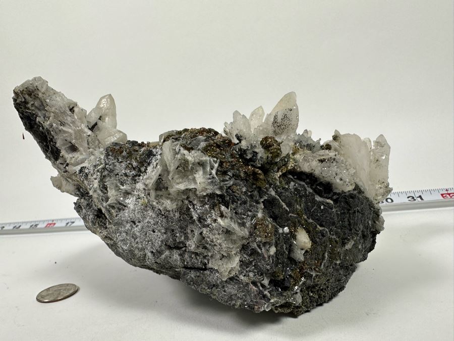 White Crystals And Pyrite Crystals In Matrix 8W [Photo 18]