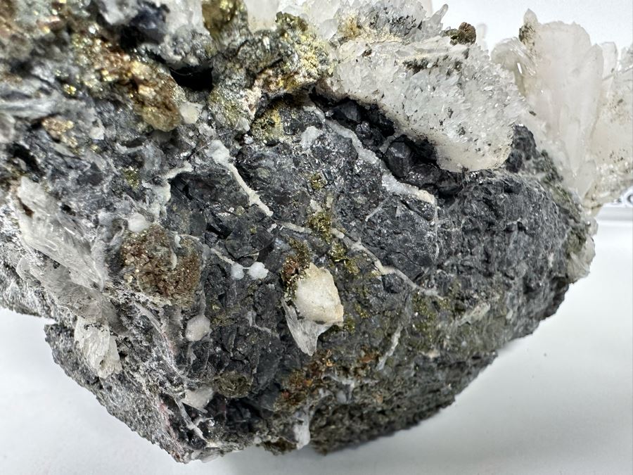 White Crystals And Pyrite Crystals In Matrix 8W [Photo 23]