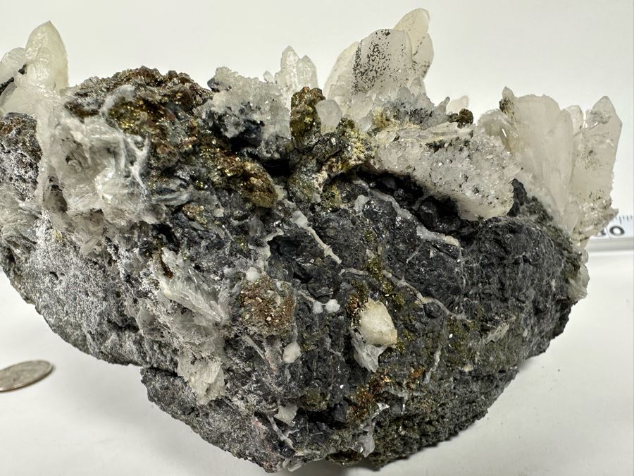 White Crystals And Pyrite Crystals In Matrix 8W [Photo 19]