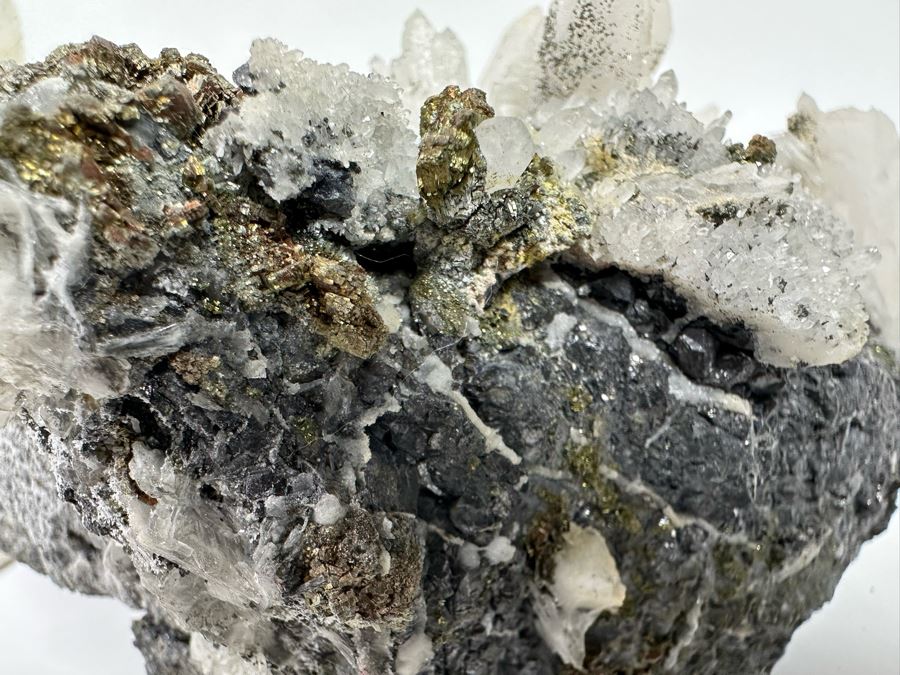 White Crystals And Pyrite Crystals In Matrix 8W [Photo 20]