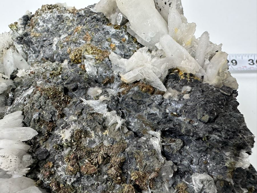 White Crystals And Pyrite Crystals In Matrix 8W [Photo 6]