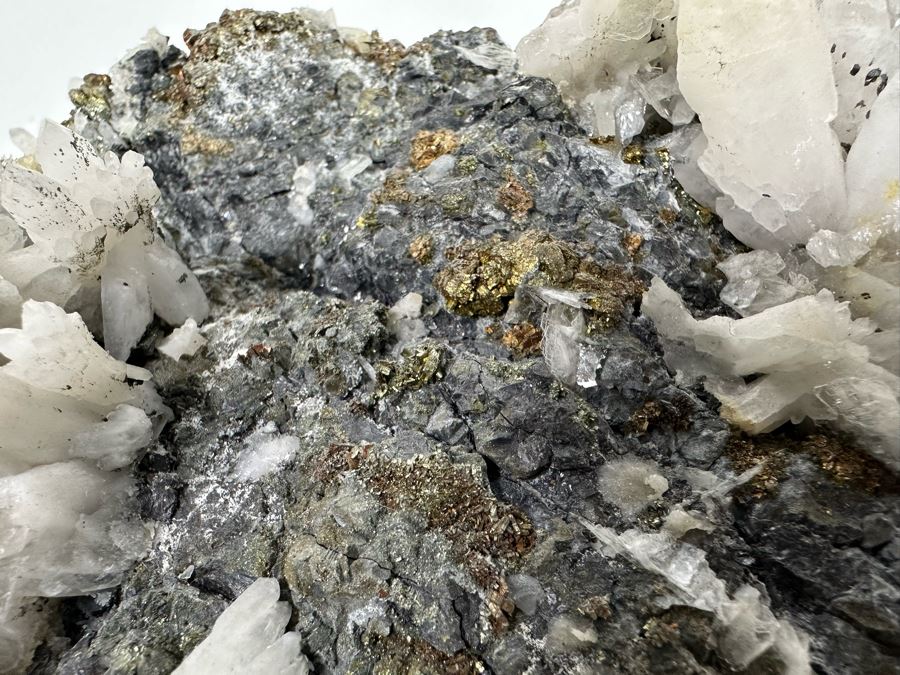 White Crystals And Pyrite Crystals In Matrix 8W [Photo 5]