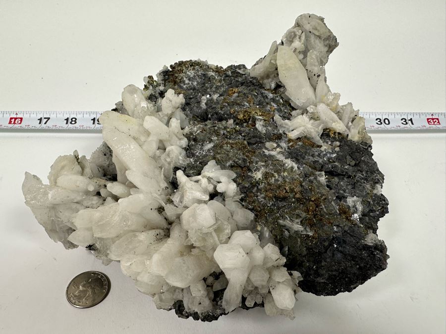 White Crystals And Pyrite Crystals In Matrix 8W [Photo 2]
