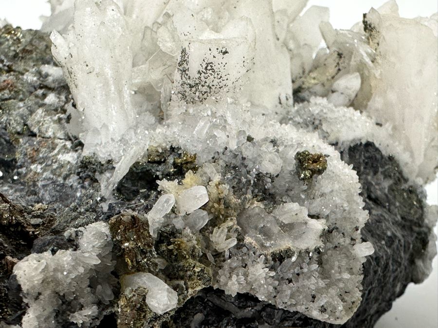 White Crystals And Pyrite Crystals In Matrix 8W [Photo 25]