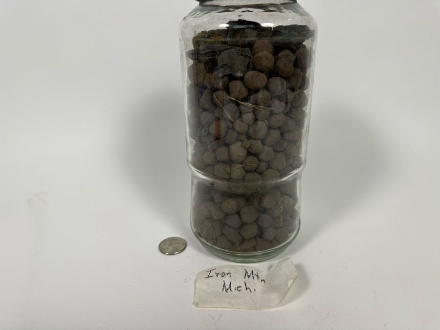 Jar Of Iron Ore Pellets Mined From The Iron Mountain Mine In Mi [Photo 2]