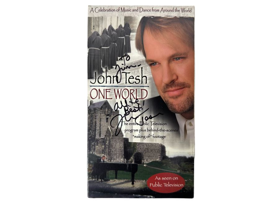 Hand Signed John Tesh One World VHS Tape
