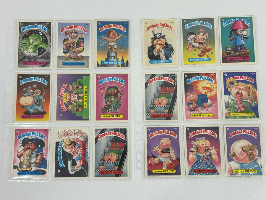Collection Of 18 Original Eighties Vintage Topps Garbage Pail Kids Cards Stickers