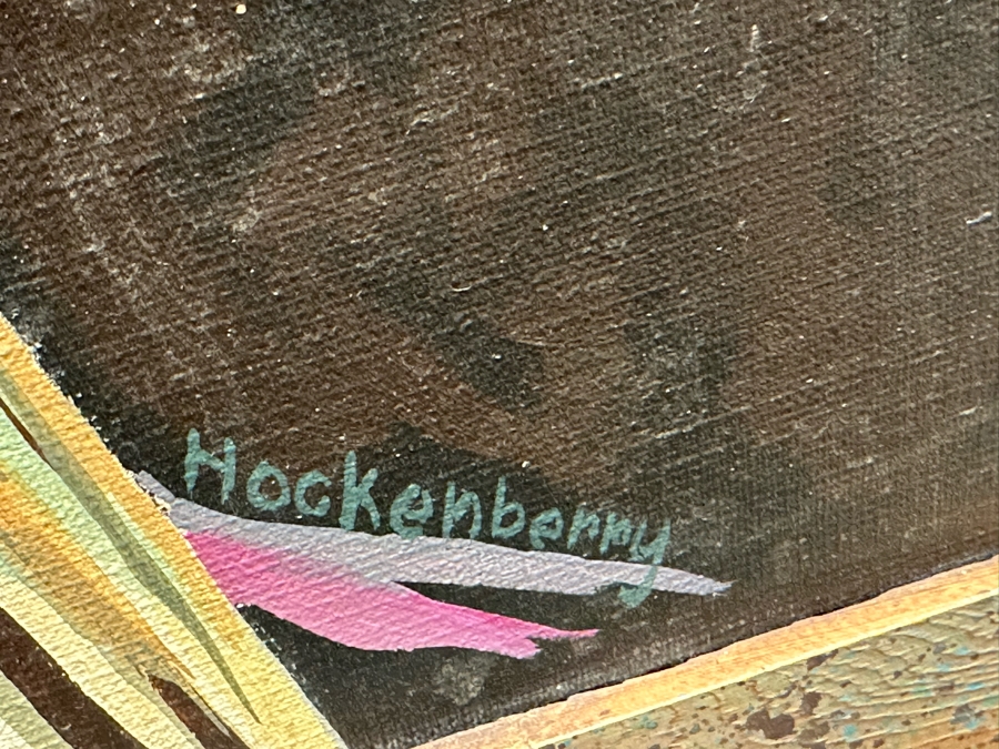 Original Native American Painting On Canvas Signed By Hockenberry 20 X 30 Framed 24.5 X 34.5 [Photo 6]