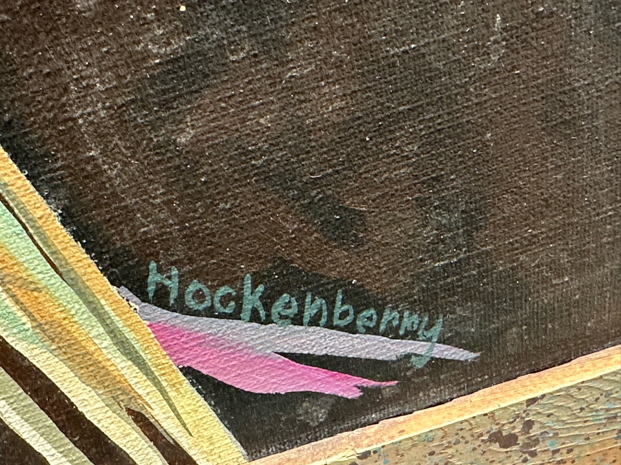 Original Native American Painting On Canvas Signed By Hockenberry 20 X 30 Framed 24.5 X 34.5 [Photo 7]