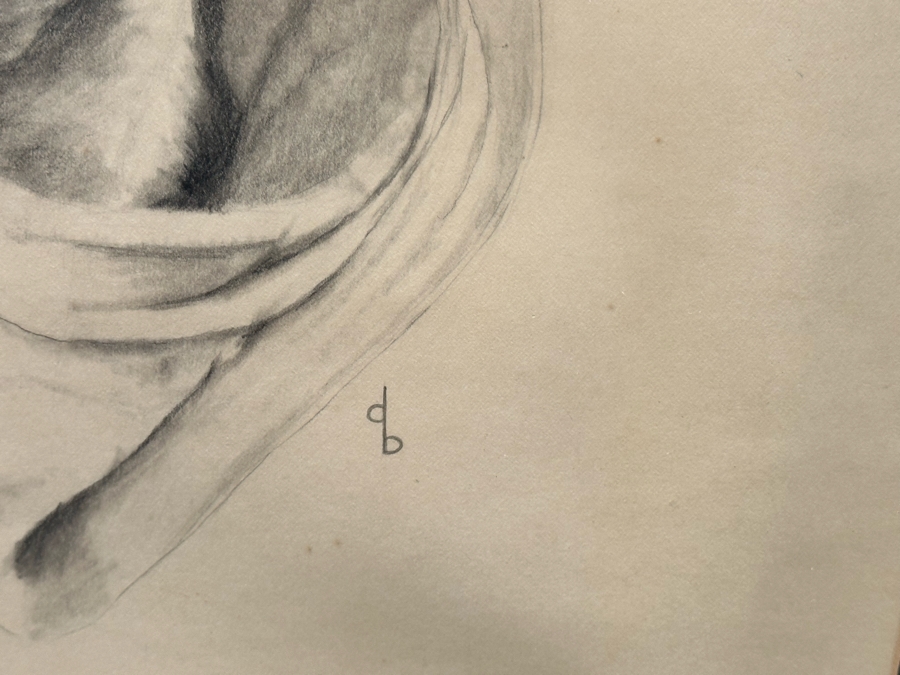 Original Drawing On Paper Of Cowboy Signed DB 19 X 27 Framed 27.5 X 35 [Photo 5]