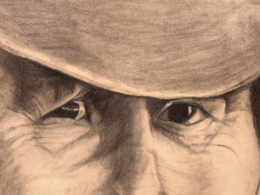 Original Drawing On Paper Of Cowboy Signed DB 19 X 27 Framed 27.5 X 35 [Photo 4]