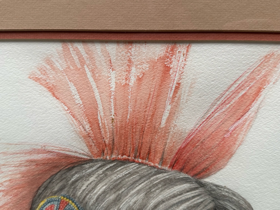 Original Watercolor Painting Of Native American Boy Signed DB 16 X 20.5 Framed 22 X 26 [Photo 6]