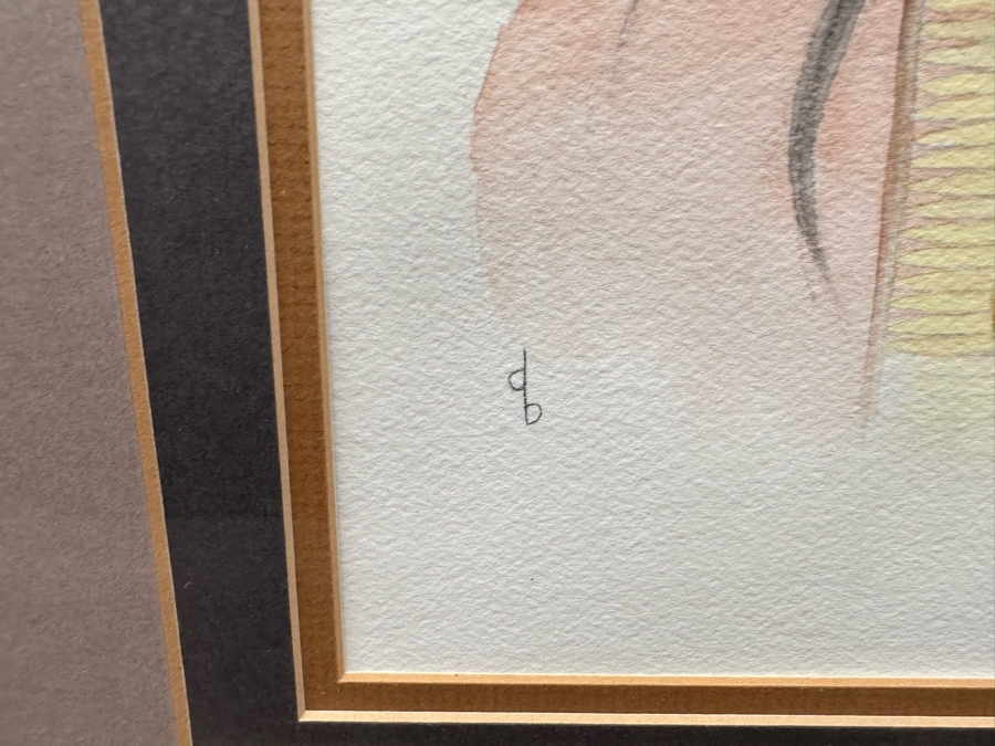 Original Watercolor Painting On Paper Of Native American Woman Signed DB 9 X 12 Framed 16.5 X 21 [Photo 6]