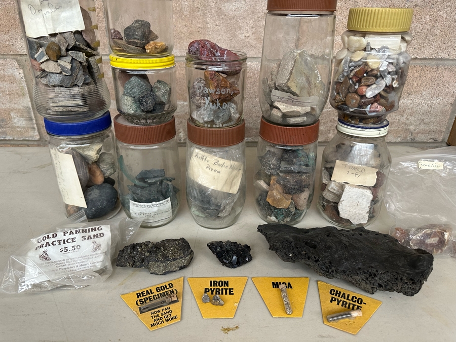 Collection Of Mined Minerals, Rocks, Tumbled Stones And Gold Flakes From Various Mines And Sites Including Dawson City Yukon, Tumco Gold Mine & Little Bodie Mine - See Photos [Photo 3]