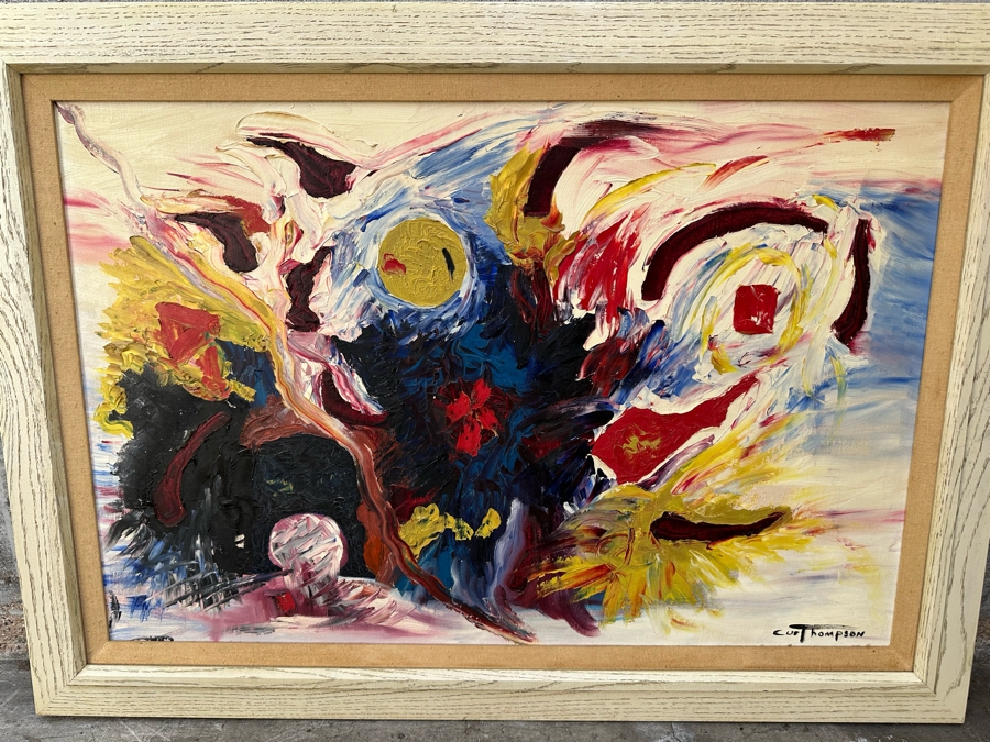 Original Mid-Century Abstract Curt Thompson Painting 36 X 24 Framed 42 X 30 [Photo 3]