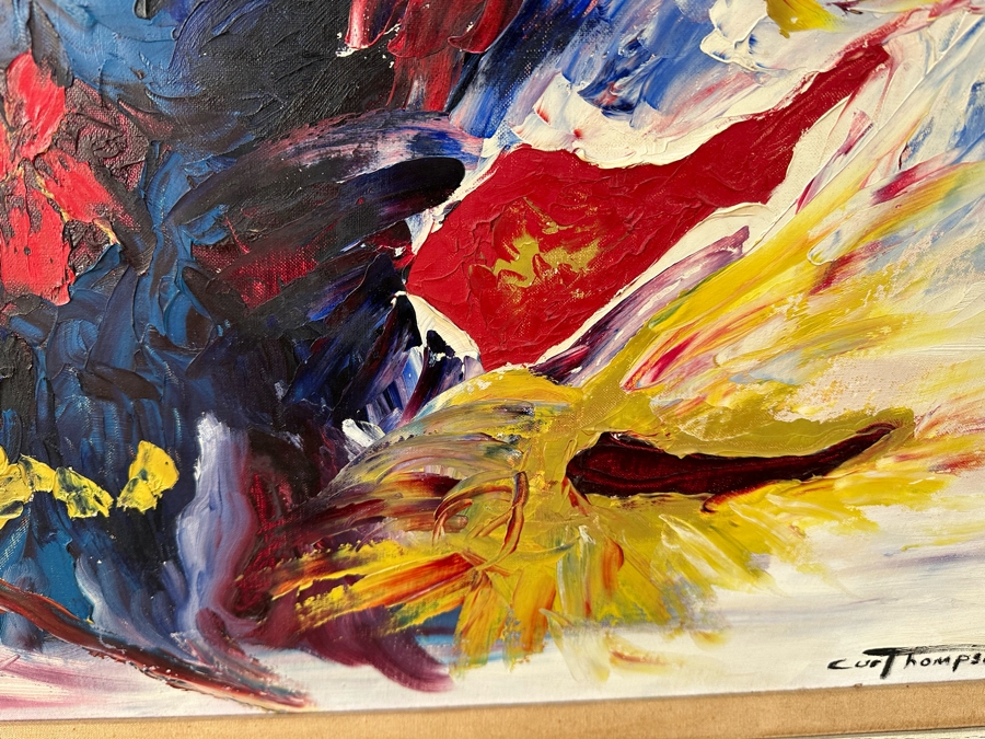Original Mid-Century Abstract Curt Thompson Painting 36 X 24 Framed 42 X 30 [Photo 6]