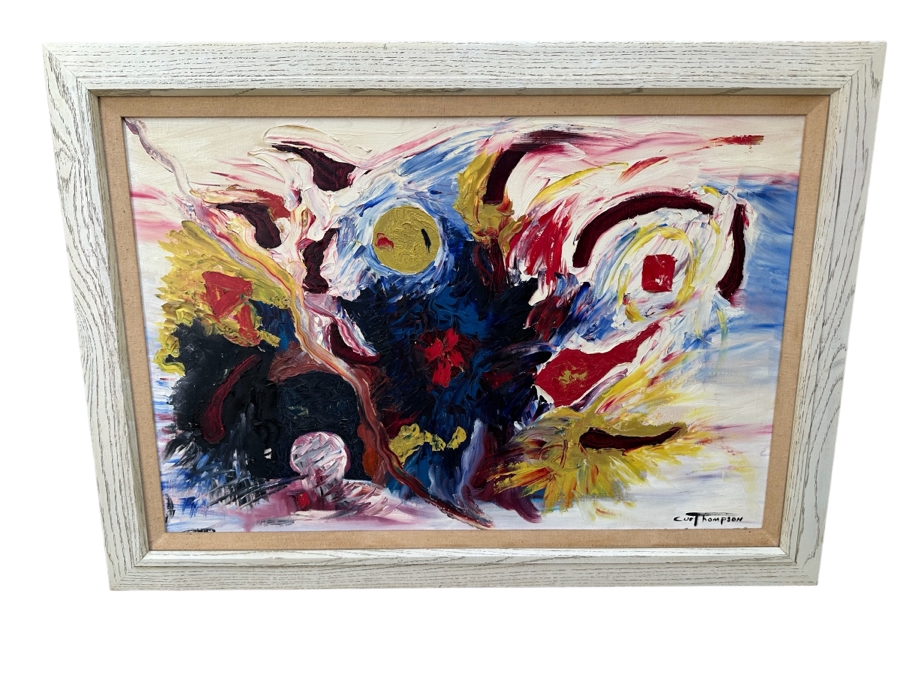 Original Mid-Century Abstract Curt Thompson Painting 36 X 24 Framed 42 X 30