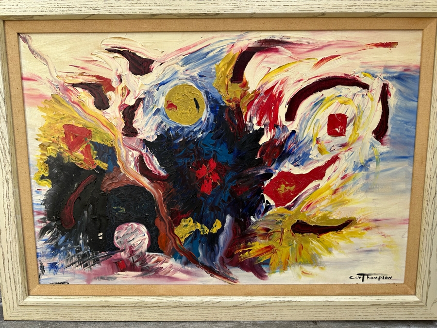 Original Mid-Century Abstract Curt Thompson Painting 36 X 24 Framed 42 X 30 [Photo 2]