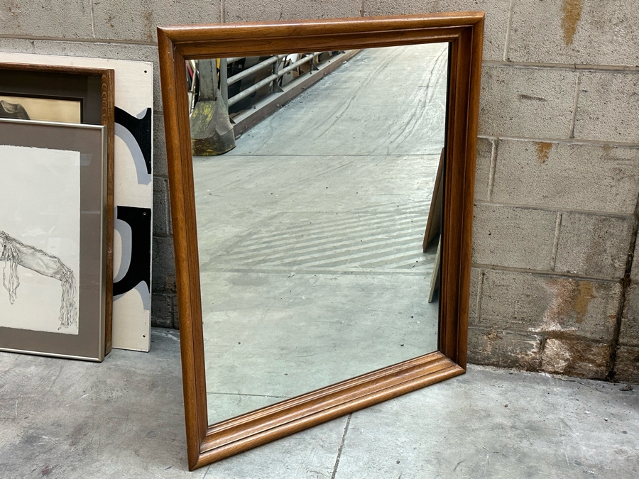 JUST ADDED - Mid-Century American Treasury Walnut Wall Mirror 37 X 43 [Photo 4]