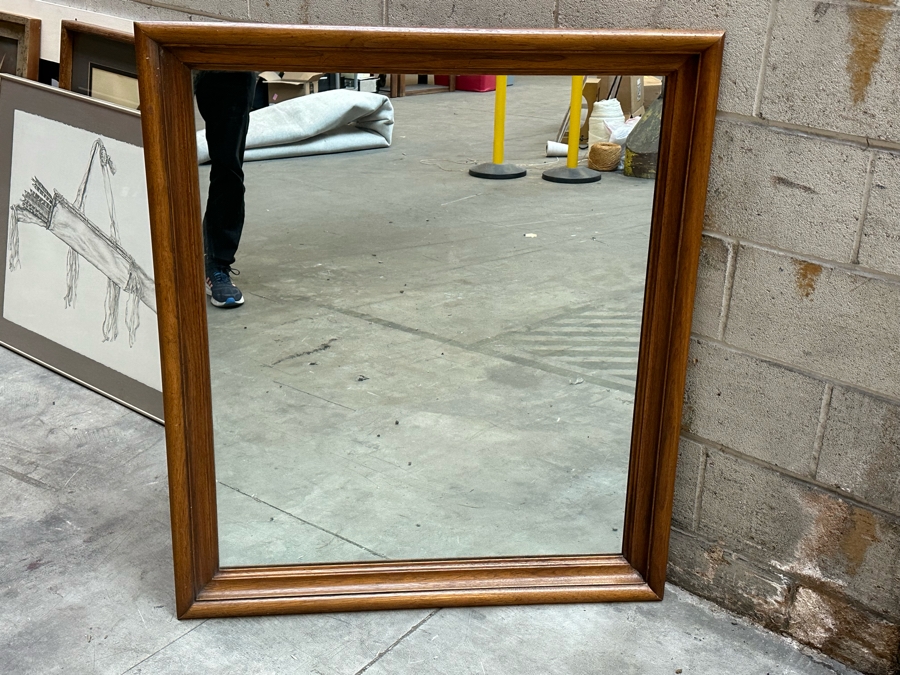 JUST ADDED - Mid-Century American Treasury Walnut Wall Mirror 37 X 43 [Photo 3]