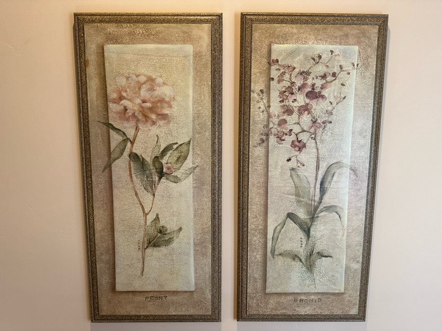 Pair Of Decorative Floral Prints 14 X 32 Retails $200