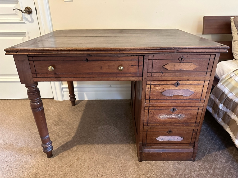 Antique Eastlake Desk (One Of The Handles Needs To Be Attached) 42W X 31.5D X 30H [Photo 2]