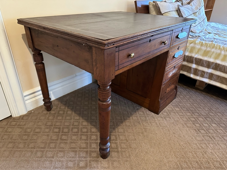 Antique Eastlake Desk (One Of The Handles Needs To Be Attached) 42W X 31.5D X 30H [Photo 8]