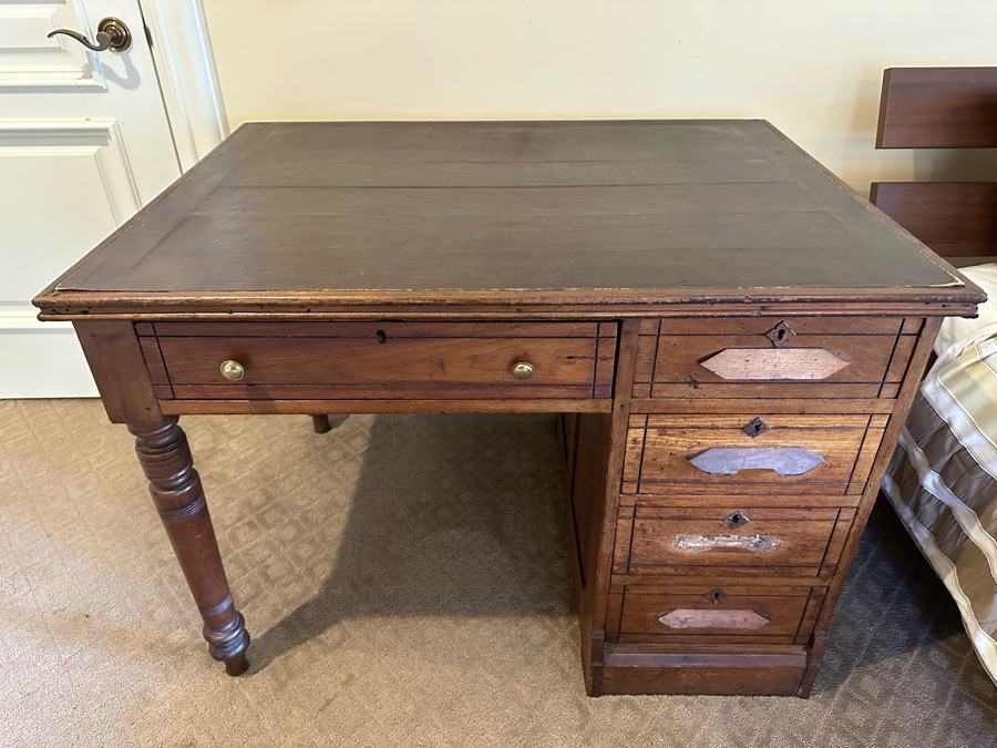 Antique Eastlake Desk (One Of The Handles Needs To Be Attached) 42W X 31.5D X 30H [Photo 3]