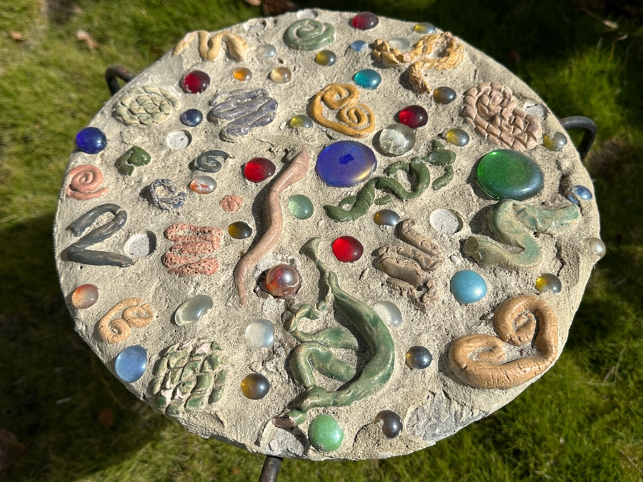 Small Handmade Artisan Table With Metal Base 14W X 14H [Photo 3]